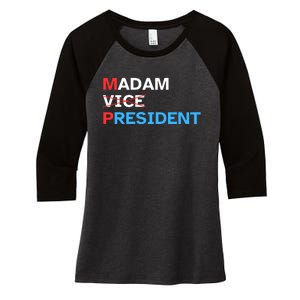 Madam President 2024 Kamala Harris Women's Tri-Blend 3/4-Sleeve Raglan Shirt