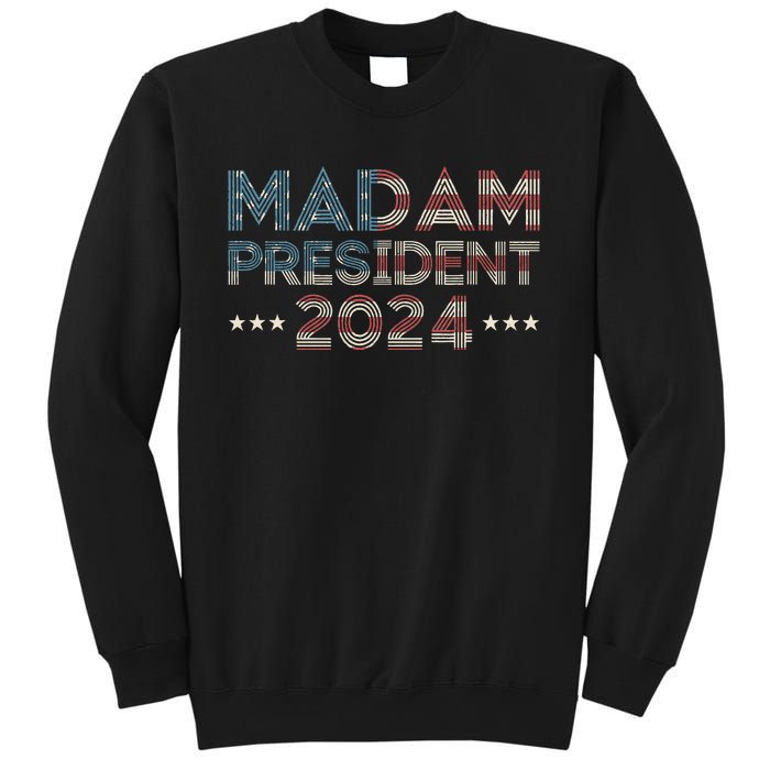 Madam President 2024 Pro Kamala Harris Retro Vintage Flag Sweatshirt