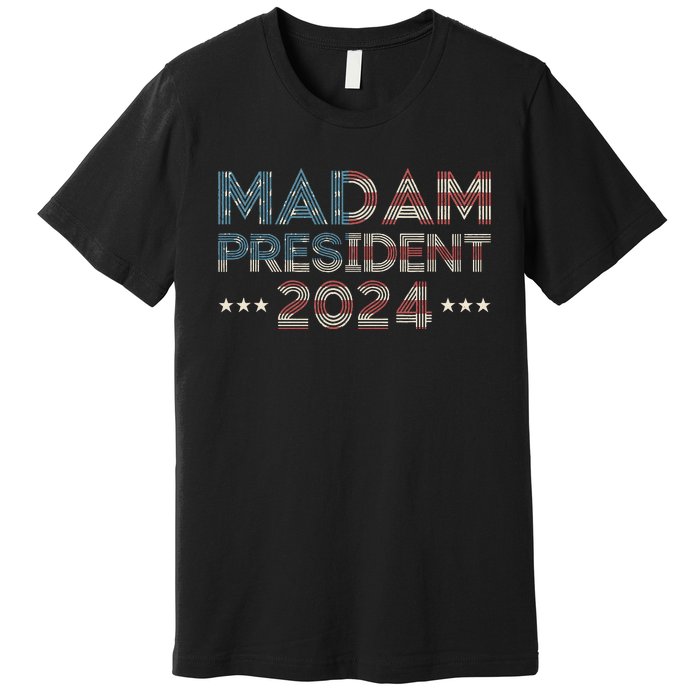 Madam President 2024 Pro Kamala Harris Retro Vintage Flag Premium T-Shirt