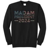 Madam President 2024 Pro Kamala Harris Retro Vintage Flag Tall Sweatshirt