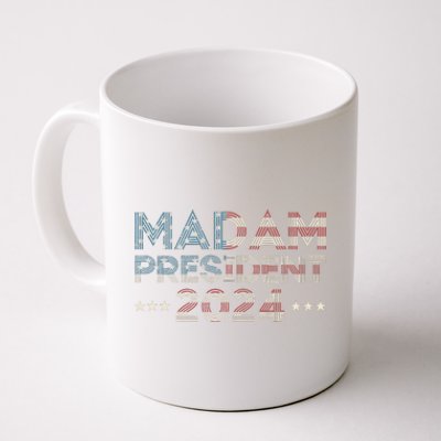 Madam President 2024 Pro Kamala Harris Retro Vintage Flag Coffee Mug