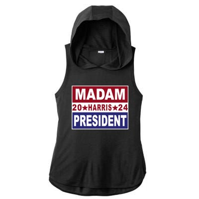 Madam President 2024 Patriotic Print Ladies PosiCharge Tri-Blend Wicking Draft Hoodie Tank