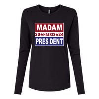 Madam President 2024 Patriotic Print Womens Cotton Relaxed Long Sleeve T-Shirt