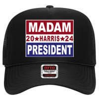 Madam President 2024 Patriotic Print High Crown Mesh Back Trucker Hat