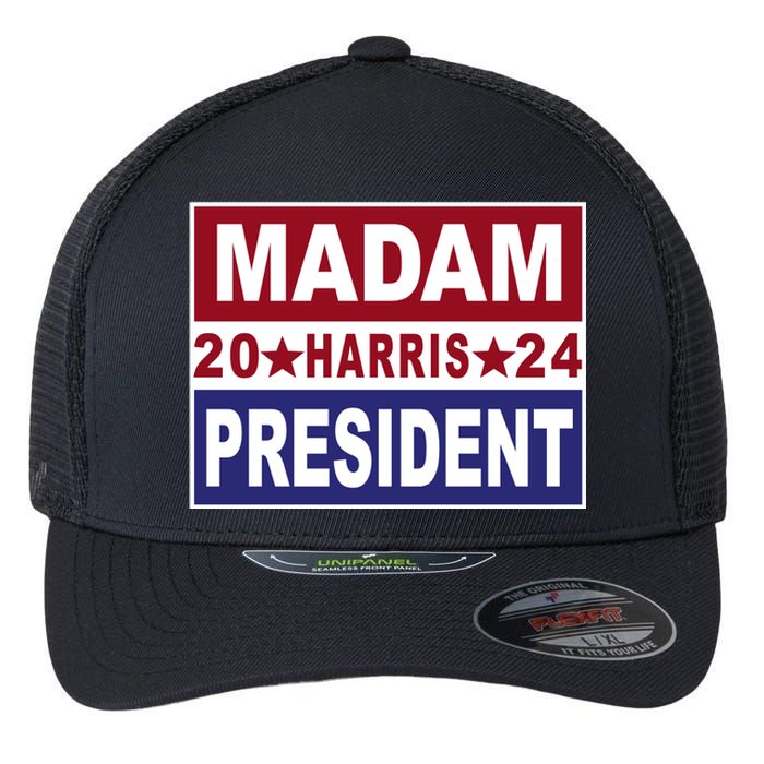 Madam President 2024 Patriotic Print Flexfit Unipanel Trucker Cap