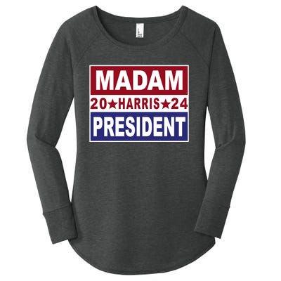 Madam President 2024 Patriotic Print Women's Perfect Tri Tunic Long Sleeve Shirt