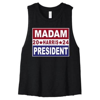 Madam President 2024 Patriotic Print Women's Racerback Cropped Tank