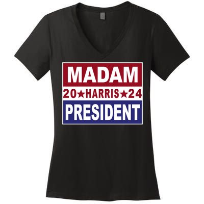 Madam President 2024 Patriotic Print Women's V-Neck T-Shirt