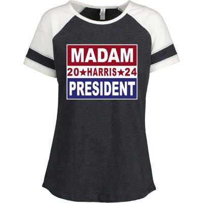 Madam President 2024 Patriotic Print Enza Ladies Jersey Colorblock Tee