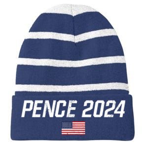 Mike Pence 2024 For President Mike Pence 2024 Striped Beanie with Solid Band