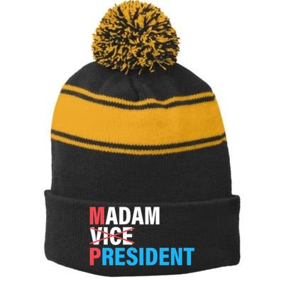 Madam President 2024 Stripe Pom Pom Beanie