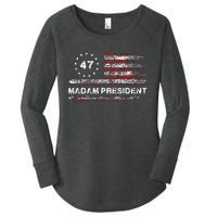 Madam President 47 2024 Us Flag Vintage Women's Perfect Tri Tunic Long Sleeve Shirt