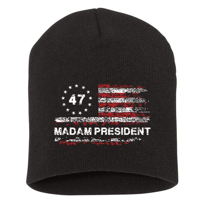 Madam President 47 2024 Us Flag Vintage Short Acrylic Beanie