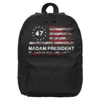 Madam President 47 2024 Us Flag Vintage 16 in Basic Backpack