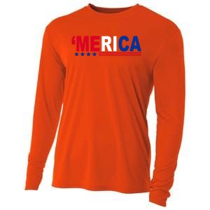 Merica Patriotic 4th Of July Cooling Performance Long Sleeve Crew