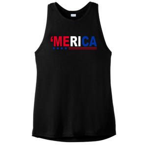 Merica Patriotic 4th Of July Ladies PosiCharge Tri-Blend Wicking Tank