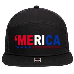 Merica Patriotic 4th Of July 7 Panel Mesh Trucker Snapback Hat