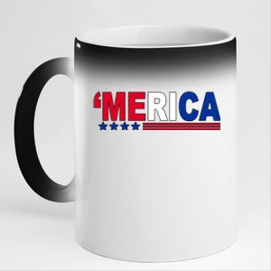 Merica Patriotic 4th Of July 11oz Black Color Changing Mug