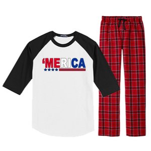 Merica Patriotic 4th Of July Raglan Sleeve Pajama Set