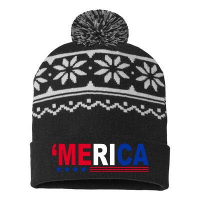 Merica Patriotic 4th Of July USA-Made Snowflake Beanie