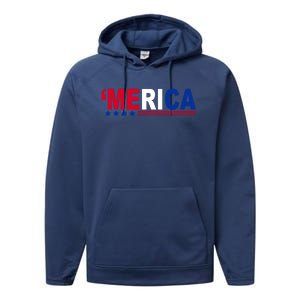 Merica Patriotic 4th Of July Performance Fleece Hoodie