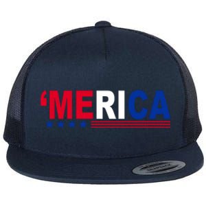 Merica Patriotic 4th Of July Flat Bill Trucker Hat