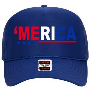 Merica Patriotic 4th Of July High Crown Mesh Back Trucker Hat