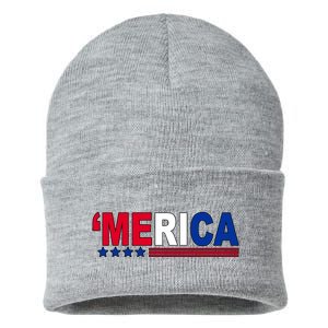 Merica Patriotic 4th Of July Sustainable Knit Beanie