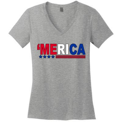 Merica Patriotic 4th Of July Women's V-Neck T-Shirt
