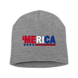 Merica Patriotic 4th Of July Short Acrylic Beanie