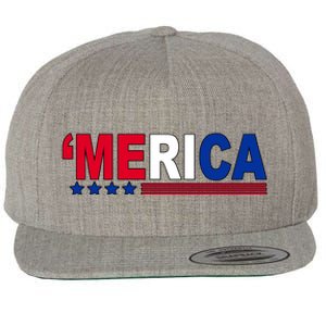 Merica Patriotic 4th Of July Wool Snapback Cap