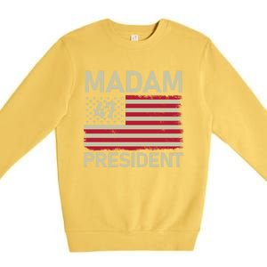 Madam President 47 Us Flag Kamala Harris 2024 Great Gift Premium Crewneck Sweatshirt