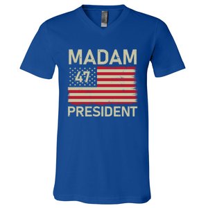 Madam President 47 Us Flag Kamala Harris 2024 Great Gift V-Neck T-Shirt