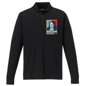 Madam President 47th President Vote Kamala Harris 2024 Performance Long Sleeve Polo