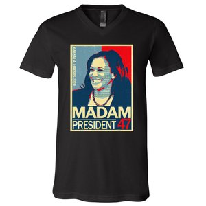 Madam President 47th President Vote Kamala Harris 2024 V-Neck T-Shirt