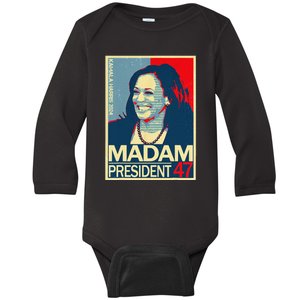 Madam President 47th President Vote Kamala Harris 2024 Baby Long Sleeve Bodysuit