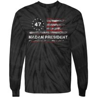 Madam President 47 2024 Us Flag Vintage Tie-Dye Long Sleeve Shirt