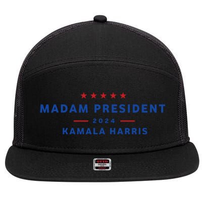 Madam President 47th President Vote Kamala Harris 2024 7 Panel Mesh Trucker Snapback Hat