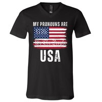 My Pronouns Are USA We The People 1776 USA Flag 4th Of July We The People 17 V-Neck T-Shirt