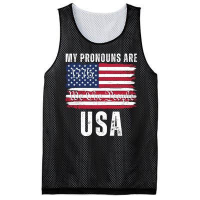 My Pronouns Are USA We The People 1776 USA Flag 4th Of July We The People 17 Mesh Reversible Basketball Jersey Tank