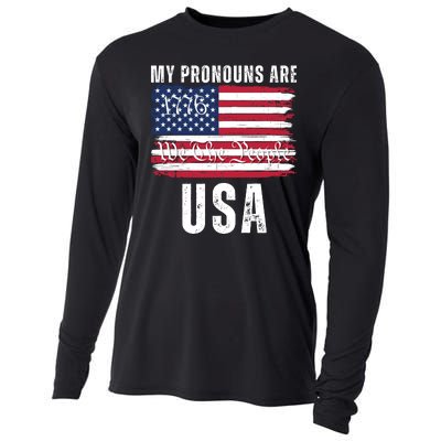 My Pronouns Are USA We The People 1776 USA Flag 4th Of July We The People 17 Cooling Performance Long Sleeve Crew