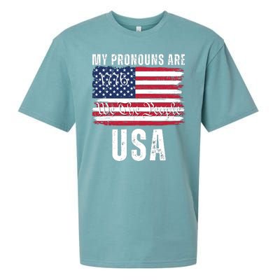 My Pronouns Are USA We The People 1776 USA Flag 4th Of July We The People 17 Sueded Cloud Jersey T-Shirt