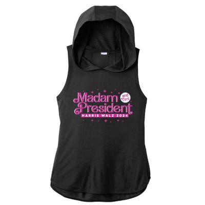 Madam President And Tim Kamala Harris And Tim Walz 2024 Ladies PosiCharge Tri-Blend Wicking Draft Hoodie Tank