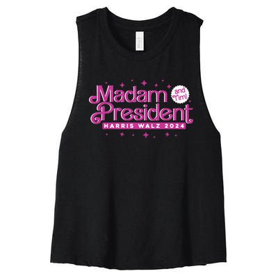 Madam President And Tim Kamala Harris And Tim Walz 2024 Women's Racerback Cropped Tank