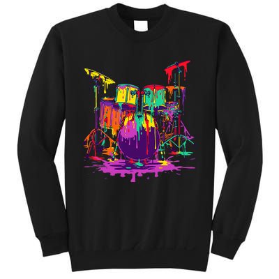 Melting Pop Art Drum Set Funny Drummer Musician Music Outfit Sweatshirt