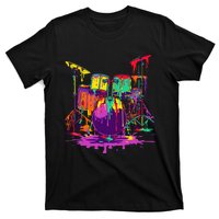 Melting Pop Art Drum Set Funny Drummer Musician Music Outfit T-Shirt