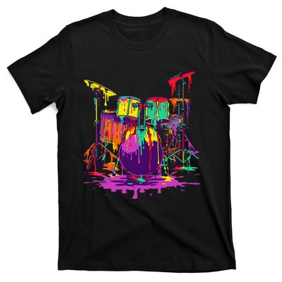 Melting Pop Art Drum Set Funny Drummer Musician Music Outfit T-Shirt