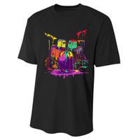 Melting Pop Art Drum Set Funny Drummer Musician Music Outfit Performance Sprint T-Shirt