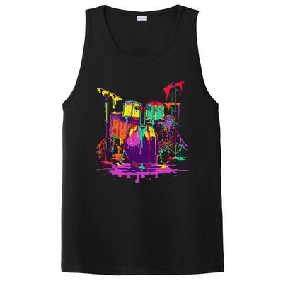 Melting Pop Art Drum Set Funny Drummer Musician Music Outfit PosiCharge Competitor Tank