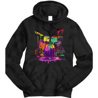 Melting Pop Art Drum Set Funny Drummer Musician Music Outfit Tie Dye Hoodie